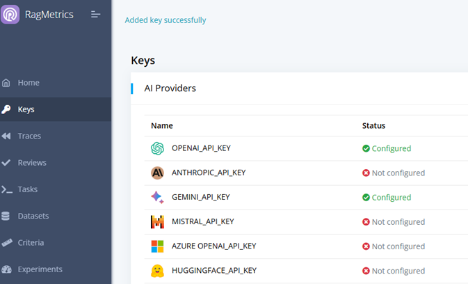 Keys Properly Configured
