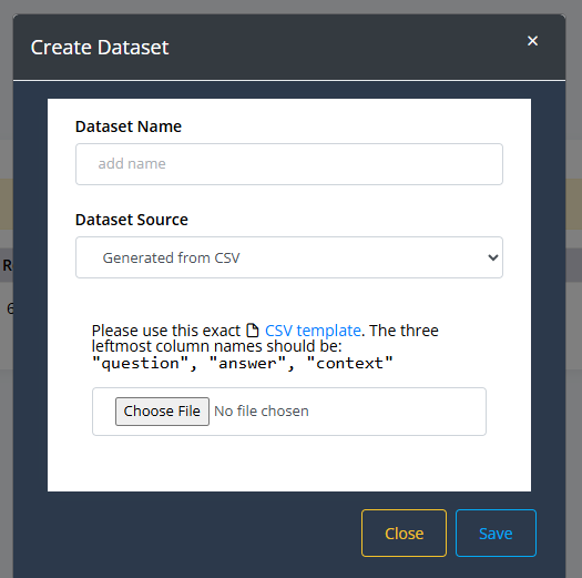 DataSet: Upload CSV